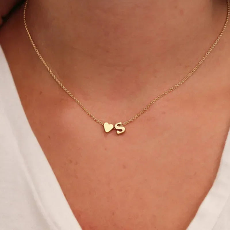 Chic Heart Initial Choker Necklace