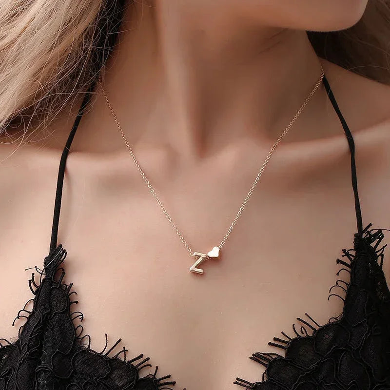 Chic Heart Initial Choker Necklace